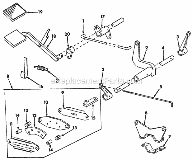 Brakes & Connections Diagram and Parts List for 127 2050040U Cub Cadet Lawn Tractor